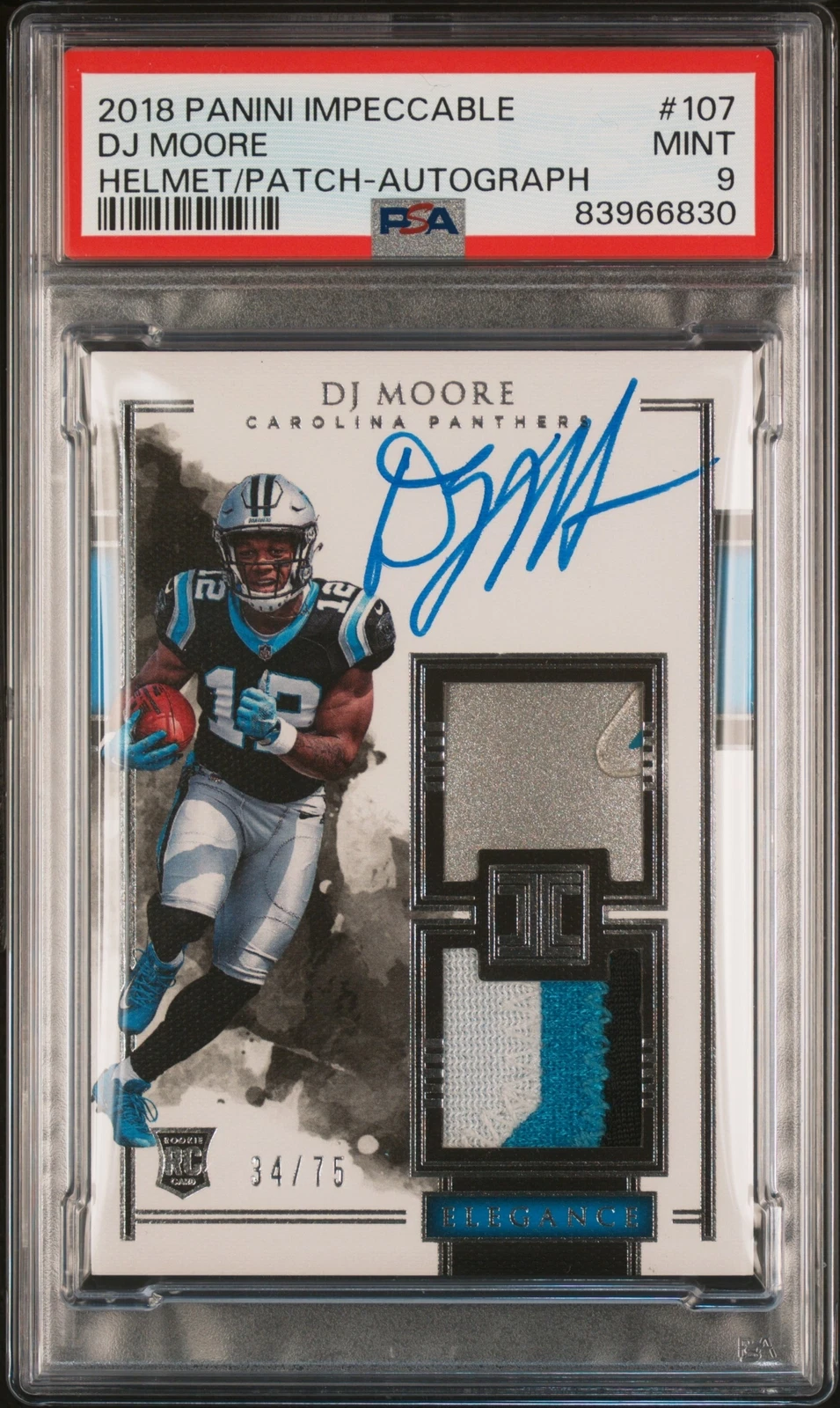 DJ Moore Panini Impeccable #107 Helmet/Patch-Autograph