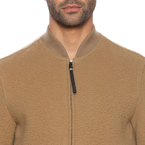 590$ EMPORIO ARMANI Bomber Jacket Camel Bouclè Wool - Picture 2 of 5