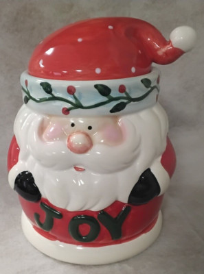 Vintage Ceramic Santa Claus Christmas Joy Cookie Jar-Pristine PreOwned Condition