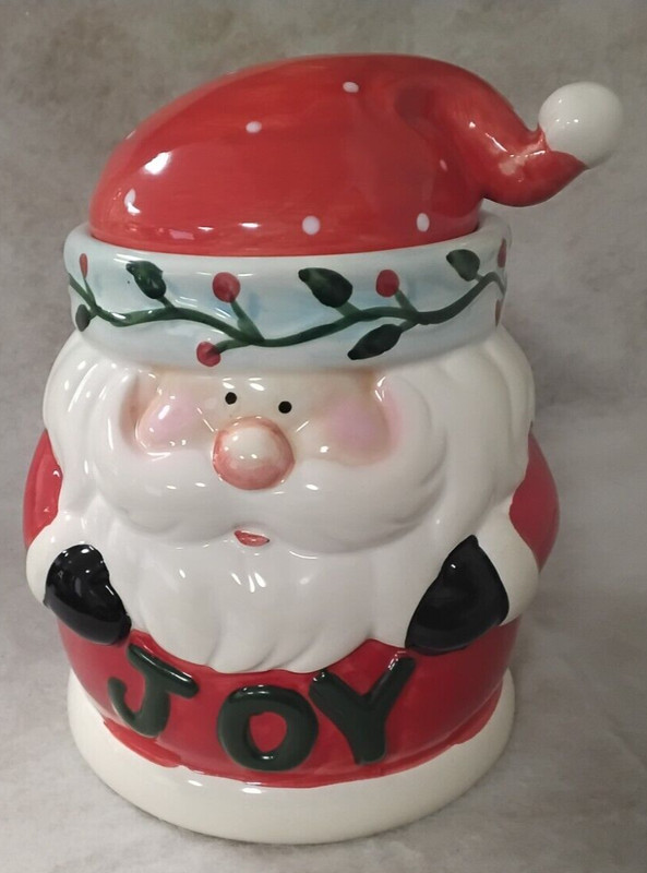 Vintage Ceramic Santa Claus Christmas Joy Cookie Jar-Pristine PreOwned Condition