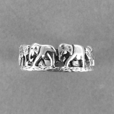Elefant Silberring (B) - Elefantenring - Bandring - 925 Sterling Silber - oxidiert