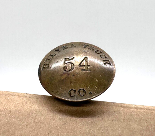 VTG 1930's Belyea Truck Company Employee Brass Badge #54 Los Angeles Ca.