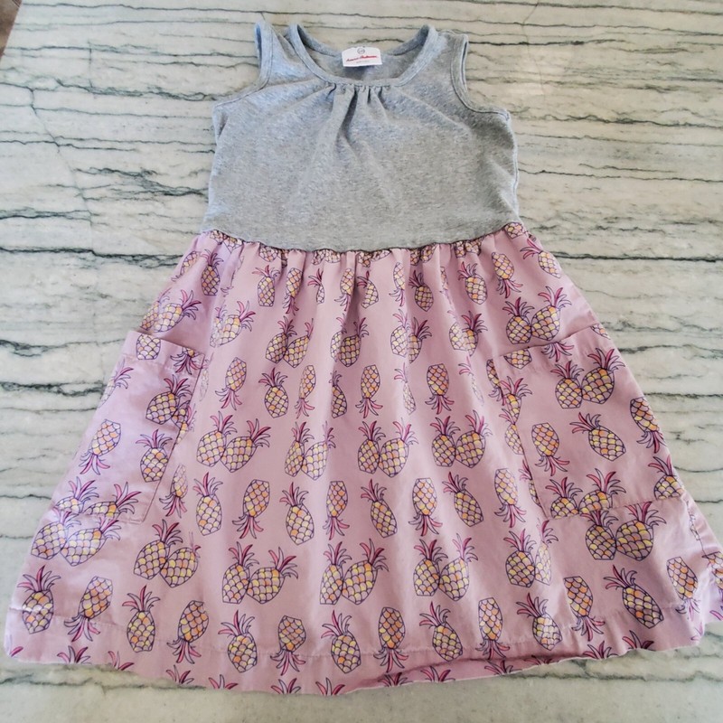 Hanna Andersson Girls Grey and Purple Pineapple Dress Size 120 US 6