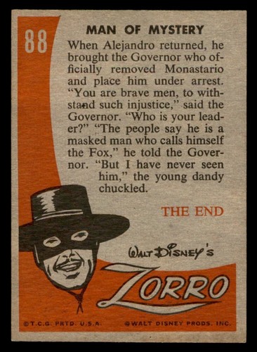 1958 Topps Zorro #88 Man Of Mystery EX/MT *e2 - 第 2/2 張圖片