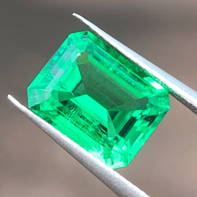 AGL Lab-Grown Colombian Emerald Emerald Cut Hand-Cut Ethical Gemstone Free Ship