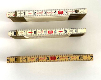 3 Lufkin Red End Rulers~~Engineer, Sliding Extension, Lock Joints~~All ...