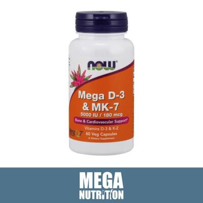 Now Foods Mega D-3 & MK-7 Verschafft Knochen & Herz Kreislauf Stütze 60 Veg