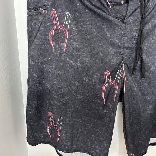 Pantalones cortos de natación Lost para hombre 36 negros Peace Sign dedos patinador - Imagen 2 de 6