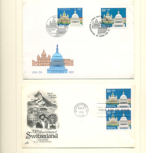 USA Scott 2532 Switzeerland dual issue mint, used, blocks, FDC - Picture 2 of 2