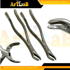Pack of 2 Upper Molar Tooth Extracting Forceps, 17, Angled Tip Cowhorn
