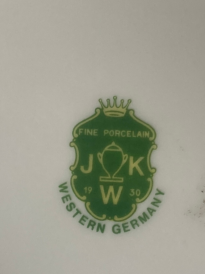 JKW Western Germany Fine Porcelain Plate Women &amp; Flowers 1930 Mother's ...