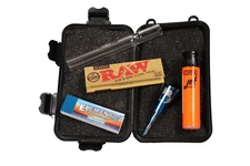 Travel Smoking Kit Glass Pipe Case Raw 1 1/4 Papers Element Tips Kasher Clipper