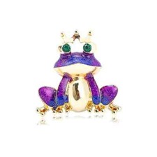 Fashion Crown Frog Brooch Creative Rhinestone Animal Pins Jewelry
