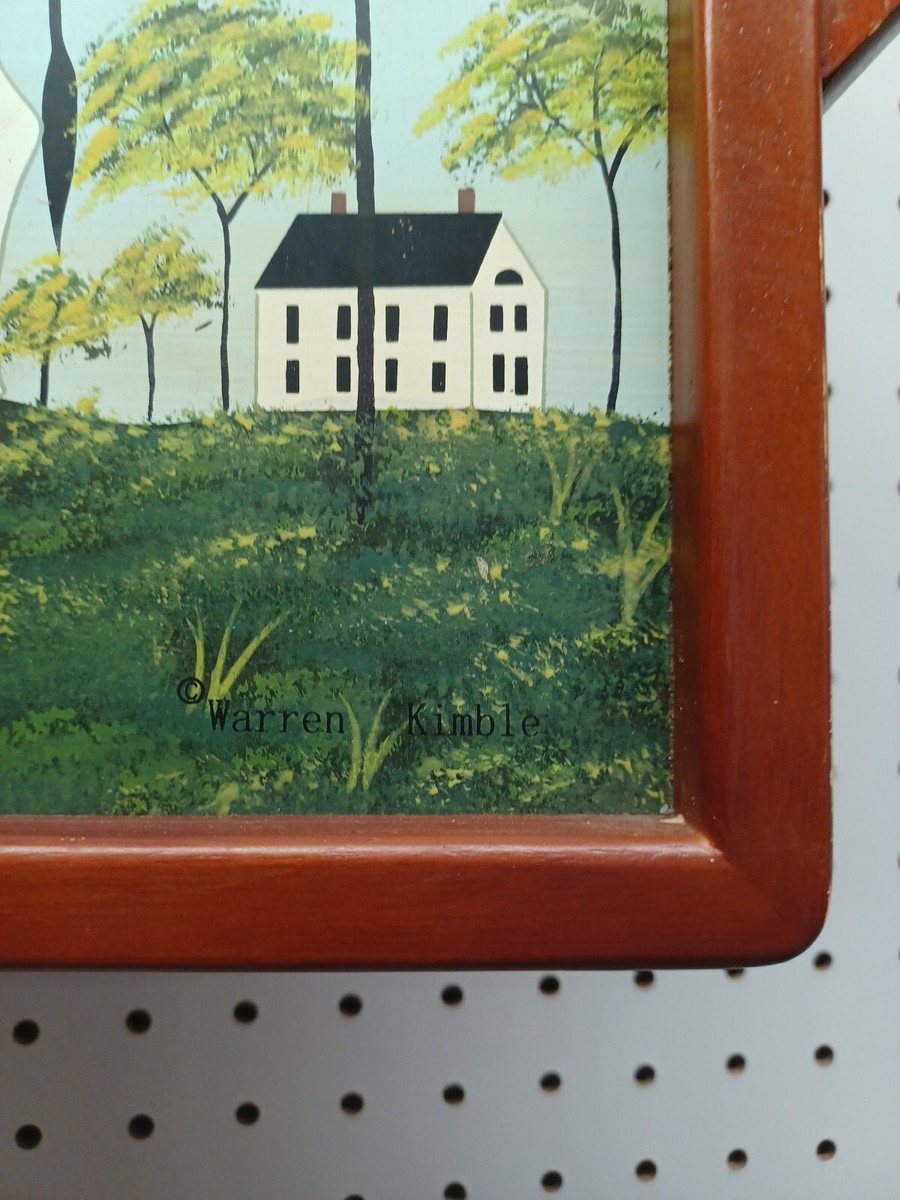 Warren Kimble Wall Hanging Wood Frame Tray Folk Art Cow by Sakura