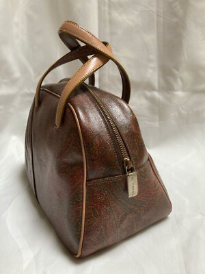 Etro handle bag satchel, leather trim, multicolor paisley print