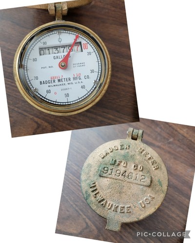 Vintage Brass Badger Meter #9194612 Water Meter Milwaukee Steampunk Industrial