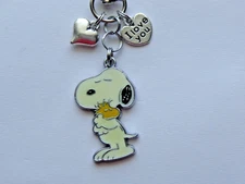 SNOPPY AND WOODSTOCK LOVE YOU KEY CHAIN CLIP FOR PURSE BACKPACK BAG FOB