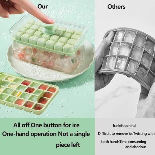 Ice Cube Trays with Lid and Bin 56 Pcs for Freezer Ice Cube Mold For Whiskey - Afbeelding 11 van 14