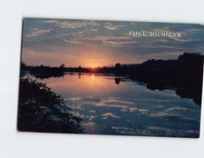 Postcard Sunset Scene Flint Michigan USA