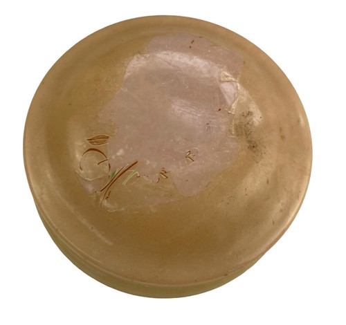 Vintage Alabaster handgeschnitzt aufklappbar rund Schmuckschatulle Schale - Bild 9 von 10