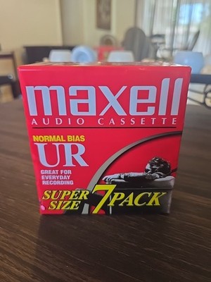 New Maxell Audio Cassette Super Size 7 Pack Normal Bias UR 90 minutes/135m