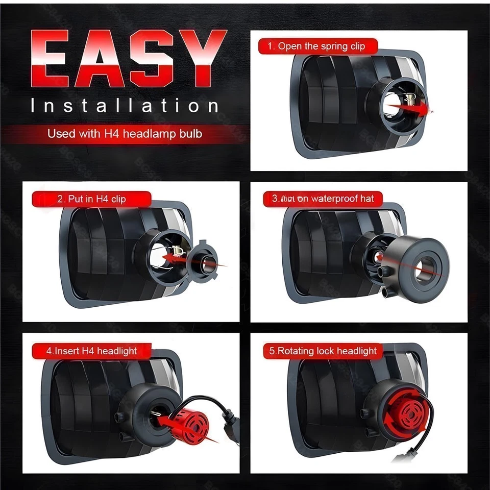 Par de faros LED DRL 5x7" 7x6" para GMC C1500 C2500 C3500 K1500 Suburban Foto 4 de 4