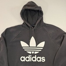 Adidas Originals Trefoil Hoodie XL Grey Faded Vintage BR4852 Cotton Blend Fleece