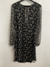 Ralph Lauren Women’s Knee Length Georgette Dress 12 Sheer Overlay H46