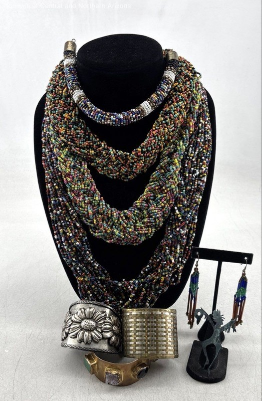 10 Piece Boho Seed Beaded Statement Quartz MOP Faux Stone Jewelry Set 1.3 lbs