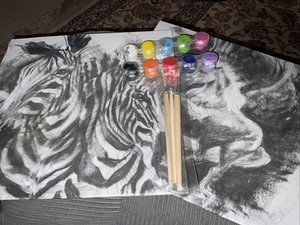 Zebra And Pegasus  12” X 12’’ Canvas With Paints And Brush’s DIY Animals