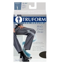 True Form Moderate Compression 15-20 mmHg Black Knee High Mens Dress Socks LARGE