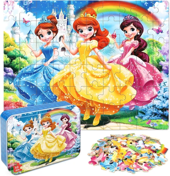 Princess Puzzles for Kids Ages 4-8, 60 Pieces Jigsaw 