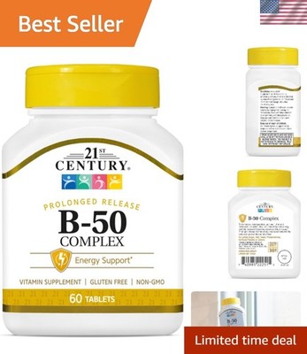 B 50 Complex Prolonged Release Tablets for Daily Energy & Nerve Health, 60 Count