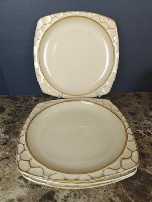 Set Of 4 Sango Continental Beige Dinner Plates 4712 