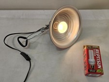 Reptile Heat Lamp Ceramic Reflector Clamp 8.5" Multi-Directional Aqua  Reptisun