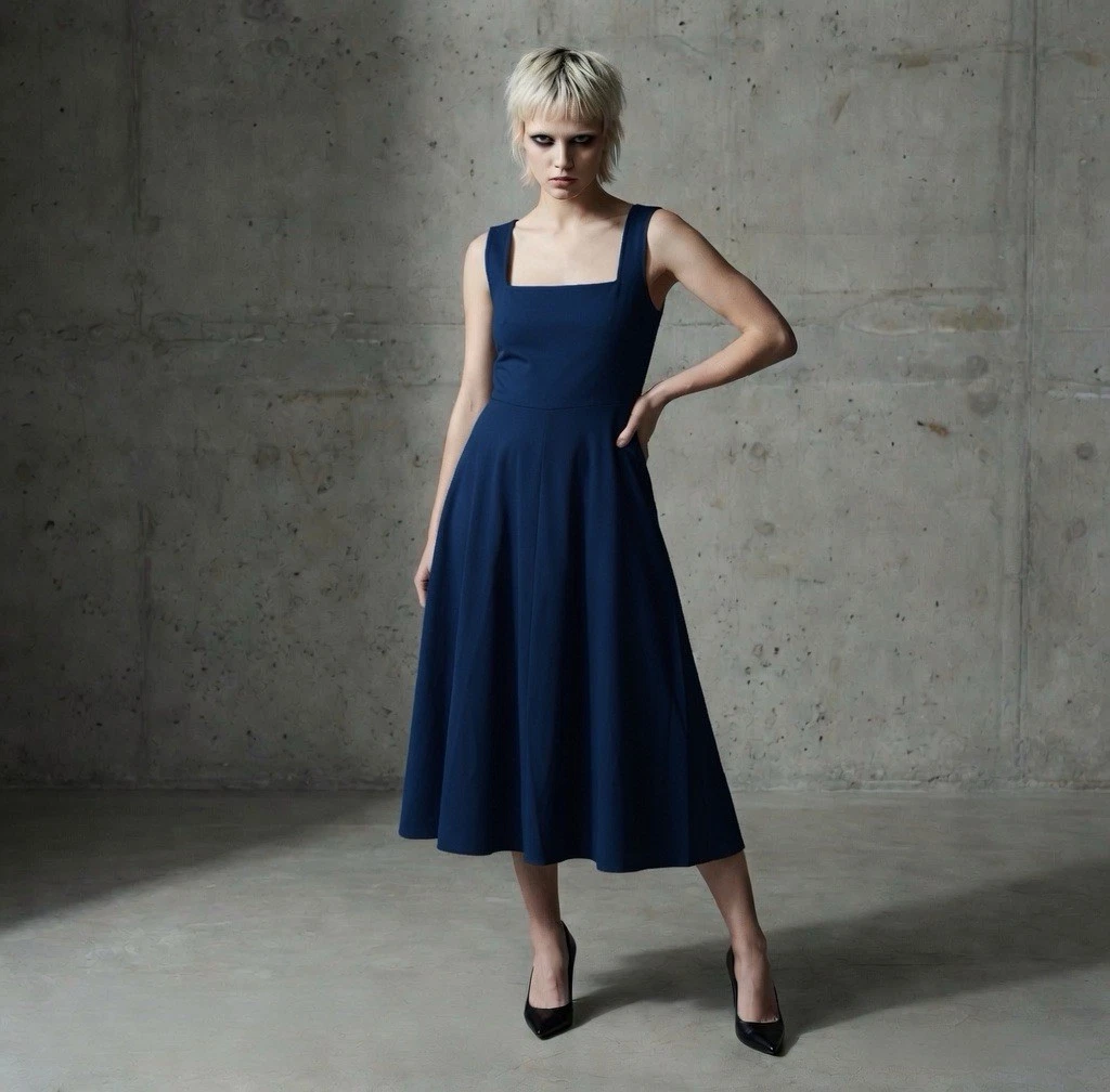 alfani tank fit & flare midi dress Alfani Sleeveless Fit And Flare Midi Dress Modern Navy Womens Size S