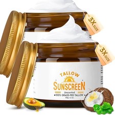 2PC Tallow Sunscreen SPF 50 Organic Grass-Fed Beef Tallow & Non Nano Zinc Oxide