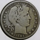 1905-S Barber Half Dollar 90% Silver US Coin 50c #25