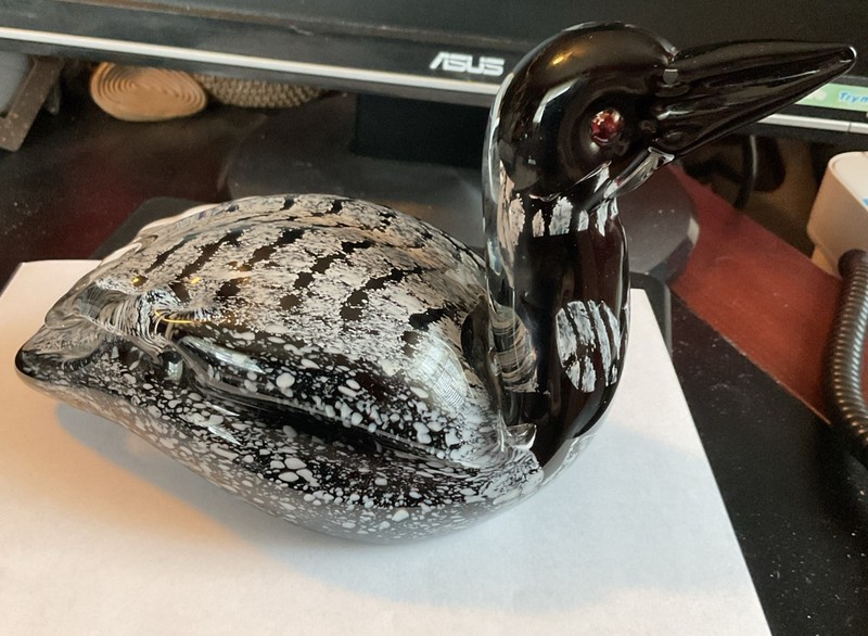 Common Loon Glass Figurine  (paperweight-decorative Decor)