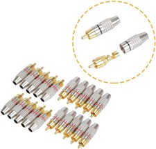Wixine 20Pcs RCA Male Plug Adapter Solder Audio Video Phono Cable Connector Gold