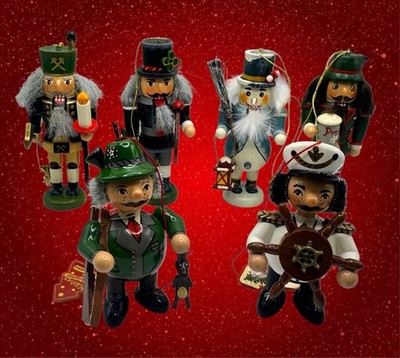 Kathe Wohlfahrt Ornament Lot of 6 Hand Painted Wood Ornaments Nutcrackers German