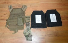 Tactical Vest Plate Carrier Coyote Tan w/Front & Rear Soft Body Armor IIIA Level