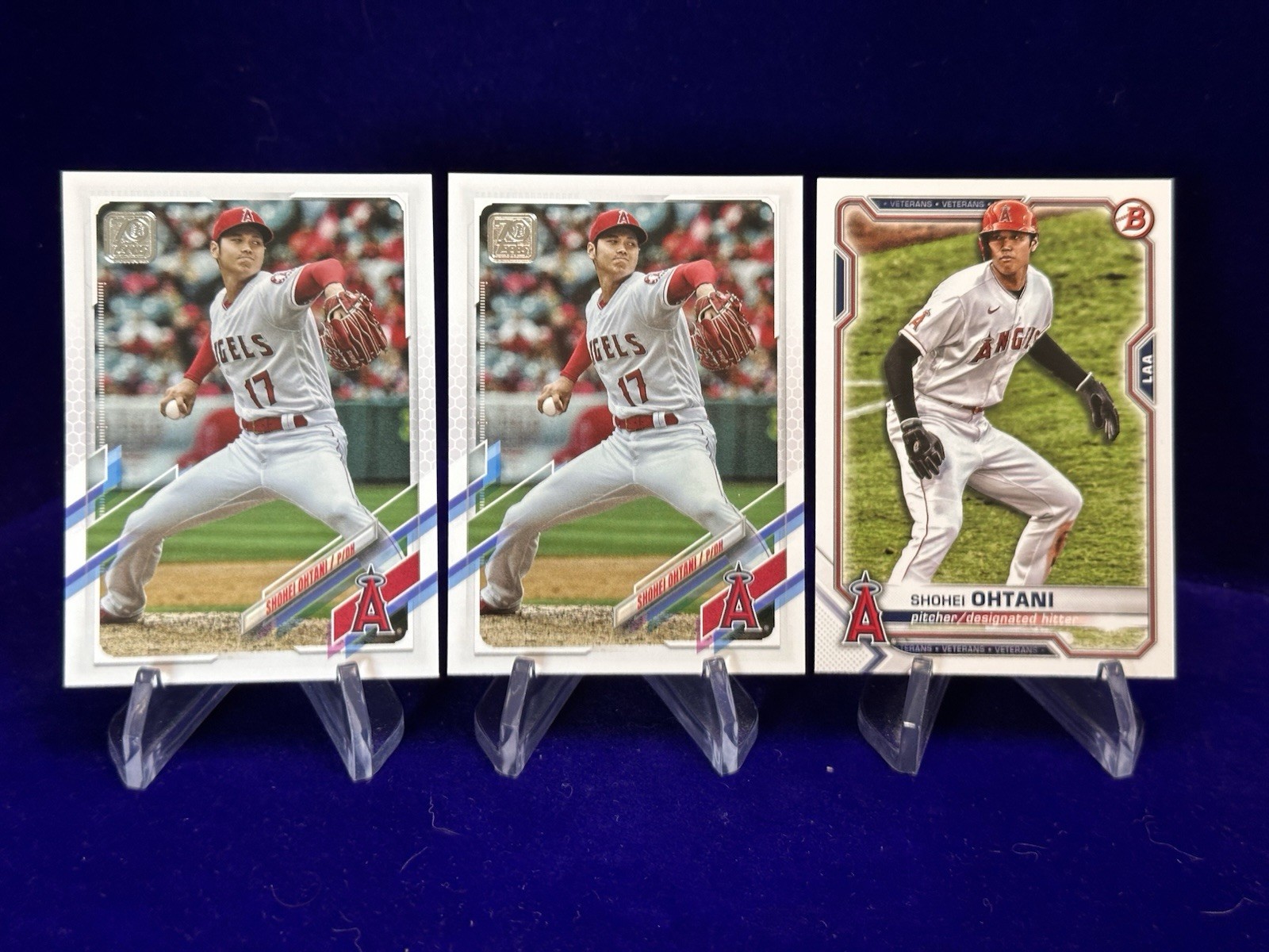 (3) SHOHEI OHTANI 3 Card 2021 Topps & Bowman Lot - LA Dodgers