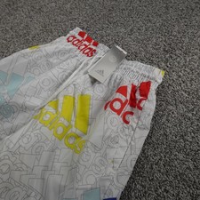 NEW Adidas Pants Womens XS White Logo Track Drawstring Windbreaker Joggers Gym