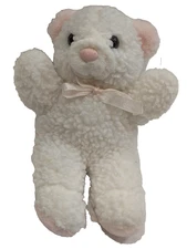 Kids Preferred Bear White Pink Bow Rattle 10" Stuffed Plush Vintage