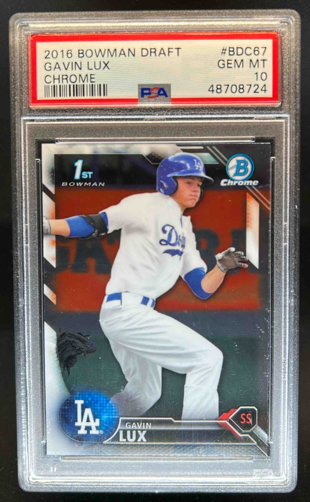 2016 Bowman Draft Gavin Lux Chrome 1st #BDC-67 Dodgers PSA 10
