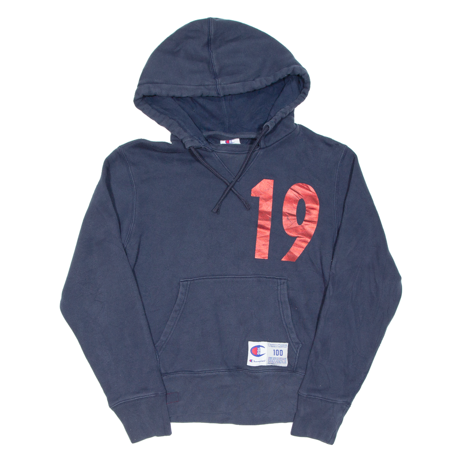 CHAMPION Herren Kapuzenpullover Blau S Baumwollmischung Klassisch Retro