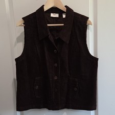 Baxter  Wells Women's Brown Corduroy Collared Vest w/ Pockets Size L
