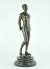 Art Deco Style Statue Sculpture Athlete Sexy Art Nouveau Style Bronze Signed