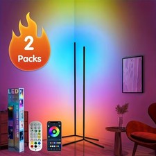 2pcs LED Corner Floor Lamp, RGBIC High Bright...